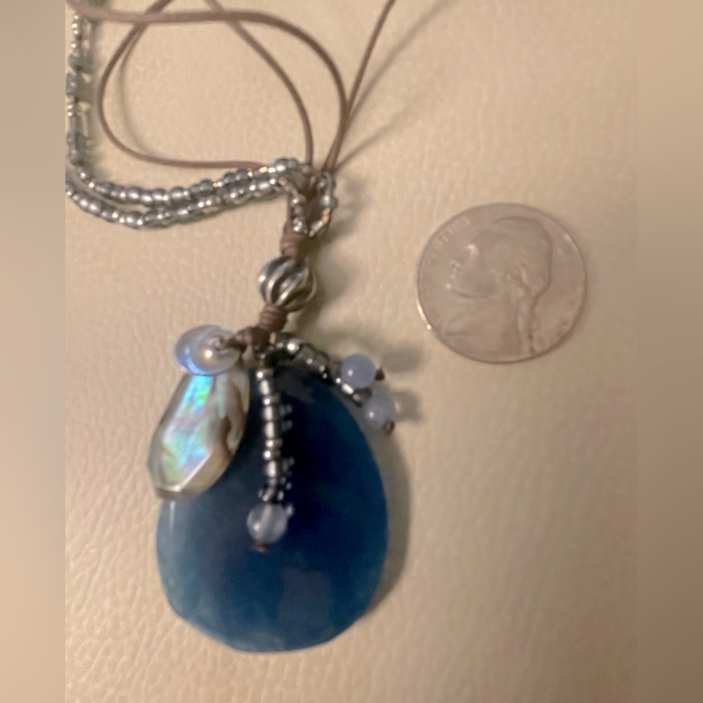 EUC Silpada Sterling Silver INDIGO MOOD Necklace 2227 BLUE pendant 22 in.